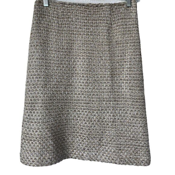 ST.JOHN Couture Women's Knit Tweed Gold Metallic Shimmer Boucle Skirt Sz 2 - Picture 1 of 6